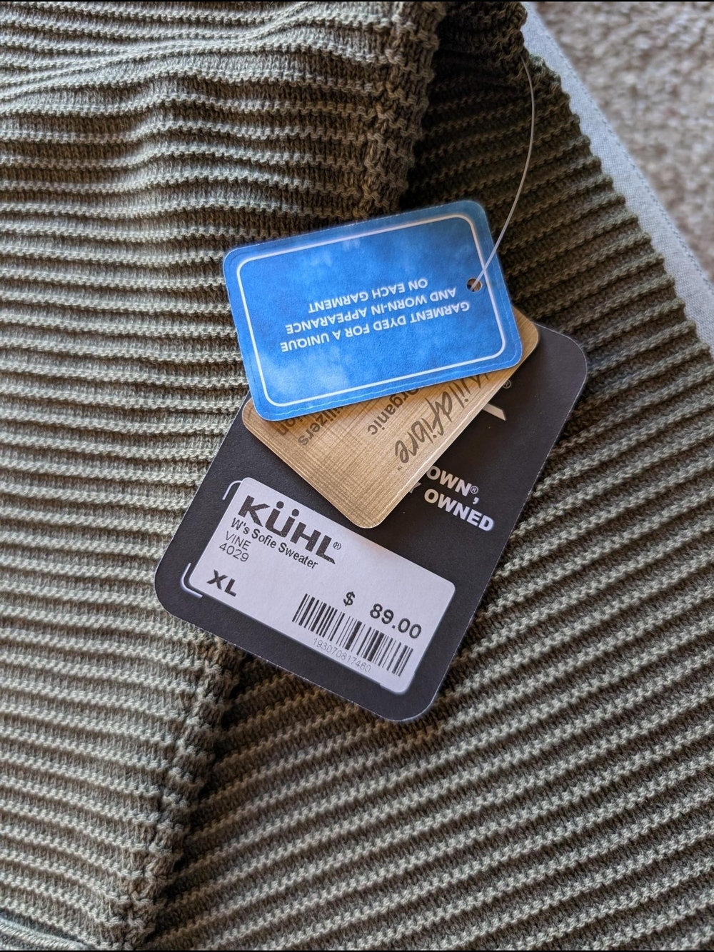 Kuhl Olive Ribbed Crew Neck Sweater - Picture 6 of 7
